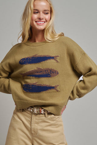 Urban Daizy - Graphic Oversized Drop-Shoulder Knit Sweater