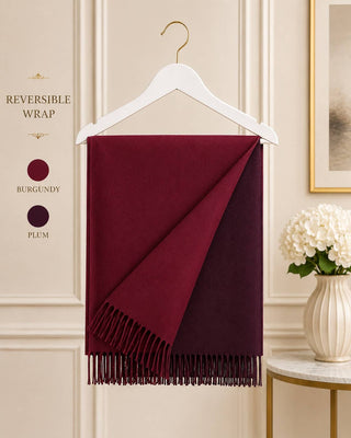 Designer House Reversible Two-Tone Fringe Shawl