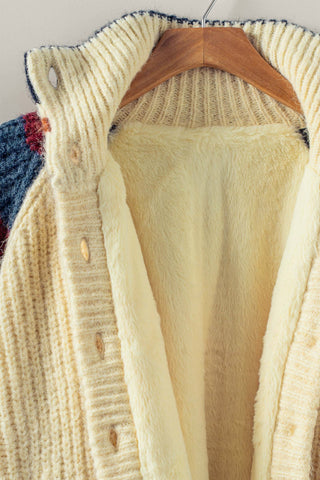 Urban Daizy - Chunky Rib-Knit Faux Fur Lined Cardigan