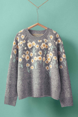 Urban Daizy - Daisy Embossed 3D Floral Knit Sweater