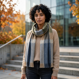 Shupaca Alpaca-Blend Plaid Scarf – Olive