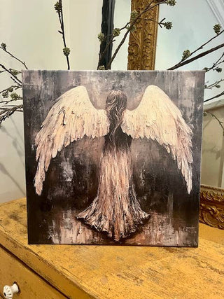 Rustic Nester - Angel Canvas art print, Spiritual home decor, Christian art