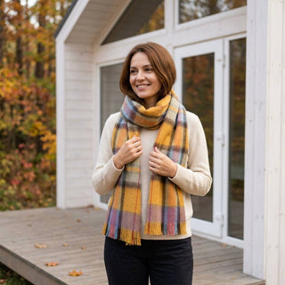 Shupaca Alpaca-Blend Tartan Scarf – Sundown