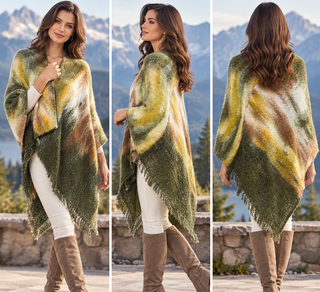 Designer House Soft Fringe Poncho Shawl Wrap