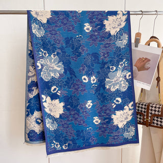 Winding River Blue & White Floral Reversible Wrap