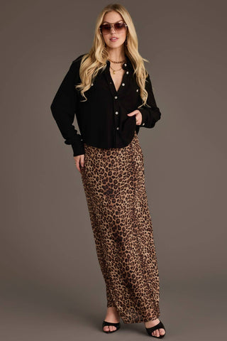 Panache Black Cropped Soft Button-Up Shirt