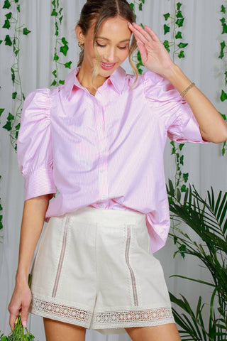 Striped Puff Sleeve Blouse