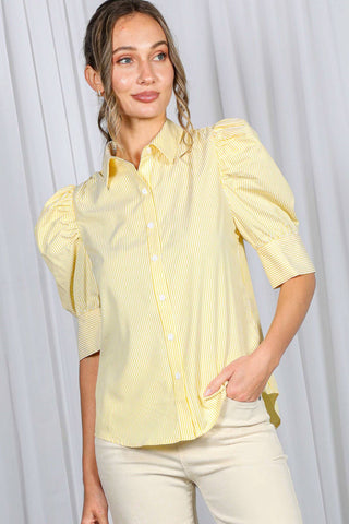 Striped Puff Sleeve Blouse