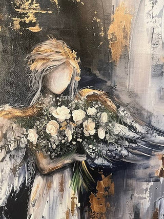 Rustic Nester - Angel canvas art print, Christian home decor, Wall hanging