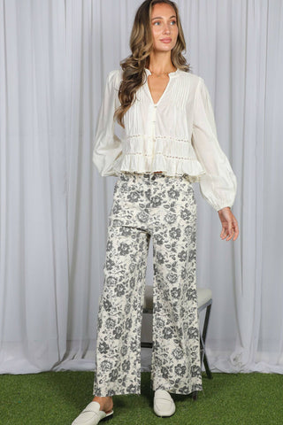 Vine & Love Floral Cropped High-Rise Stretch Jeans | VP83370