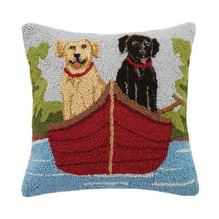 Default Title Peking Handicraft - Lab Dogs On Canoe Hook Pillow