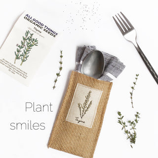 Assorted Herb Jute Silverware Holders – Set of 8