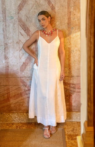 Gretchen Scott Fluid Drape Linen Maxi Dress | 100% Linen Summer Maxi Dress with Pockets