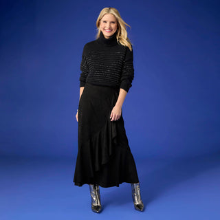 Coco + Carmen Canyon Faux Suede Ruffle Midi Skirt