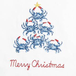 Peking Handicraft - Blue Crab Christmas Tree Embroidered Kitchen Towel