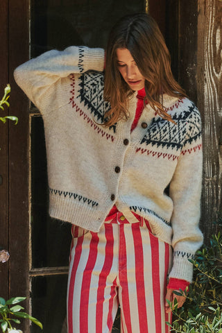 Urban Daizy - Fair Isle Nordic Toggle Knit Cardigan