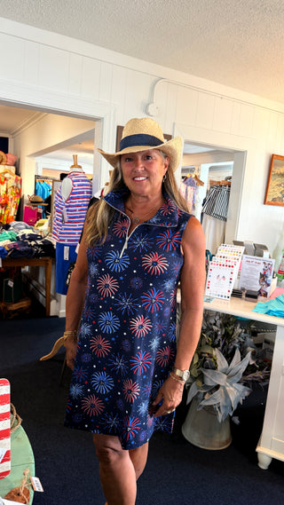 lulu beach dress Beachtime by Lulu B Retro Flower Sleeveless Quarter Zip Dress Blooming Boutique
