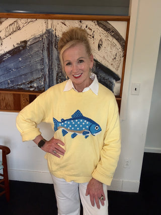 Wishlist Coastal Fish Sweater in Butter Yellow | Women’s Coastal Sweater