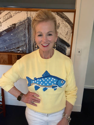 Wishlist Coastal Fish Sweater in Butter Yellow | Women’s Coastal Sweater