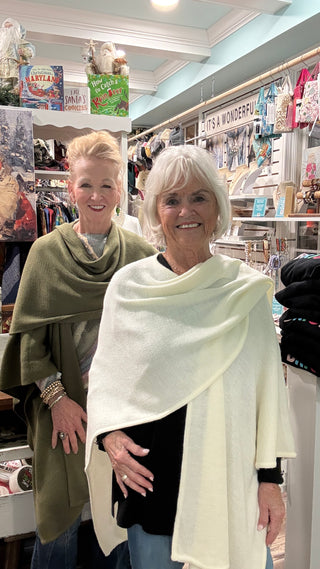 The Winding Road - Alpaca Blend Knit Ruana Wrap  - Winter White
