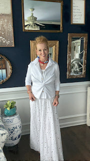 Cotton Maxi Skirt with Smocked Waistband | Flowy Maxi Skirt with Pockets