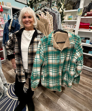 Urban Daizy - Plaid Flannel-Lined Corduroy Shacket