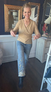 Gold Sequin Straight Leg Jeans