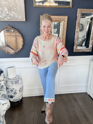 COCO + CARMEN - EverStretch Flare Crop with Crochet Floral Trim