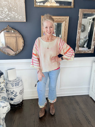 COCO + CARMEN - Gretchen Relaxed 3/4 Sleeve Striped Sweater