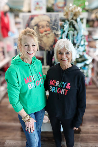 Bright Green COCO + CARMEN - Merry & Bright Hooded Sweatshirt - Christmas