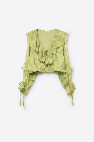 Q2 Tie Front Ruffled Blouse