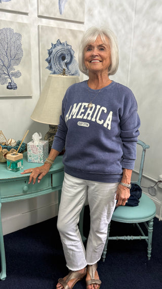 AMERICA EST. 1776 Mineral Washed Graphic Sweatshirt