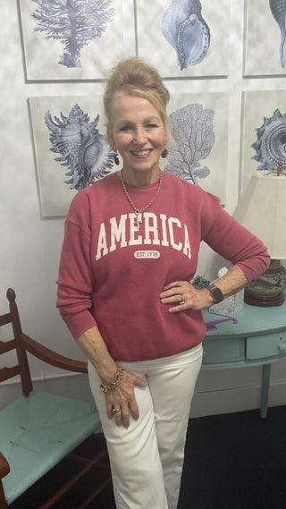 AMERICA EST. 1776 Mineral Washed Graphic Sweatshirt