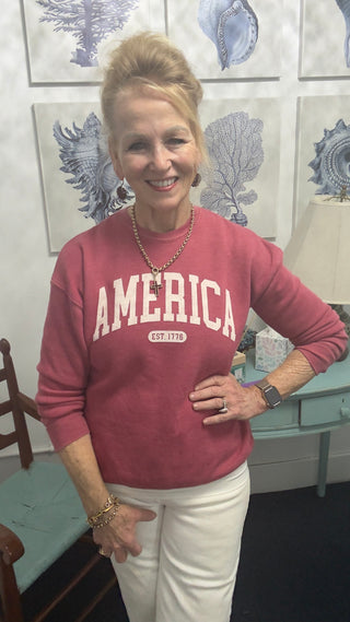 AMERICA EST. 1776 Mineral Washed Graphic Sweatshirt