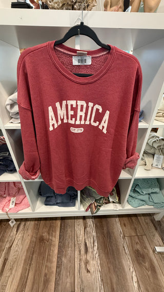 AMERICA EST. 1776 Mineral Washed Graphic Sweatshirt
