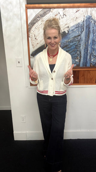 Patriotic American Flag Shawl Collar Cardigan Sweater- Urban Daizy