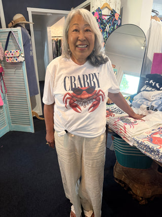 Preppy Crabby Sunglasses Graphic T-Shirt | Funny Coastal Beach Tee