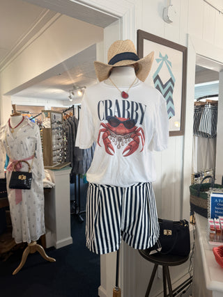 Preppy Crabby Sunglasses Graphic T-Shirt | Funny Coastal Beach Tee