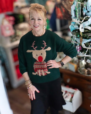 H GREEN Urban Daizy - Rudolph Reindeer Knit Crewneck Sweater