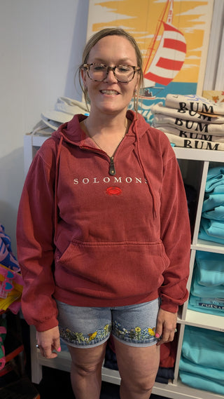 Solomons Embroidered Quarter-Zip Hoodie | Chesapeake Bay Coastal Sweatshirt