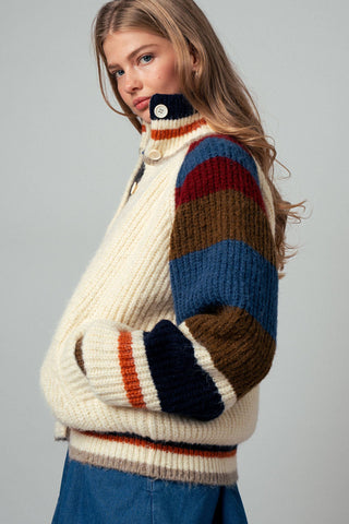 Urban Daizy - Chunky Rib-Knit Faux Fur Lined Cardigan