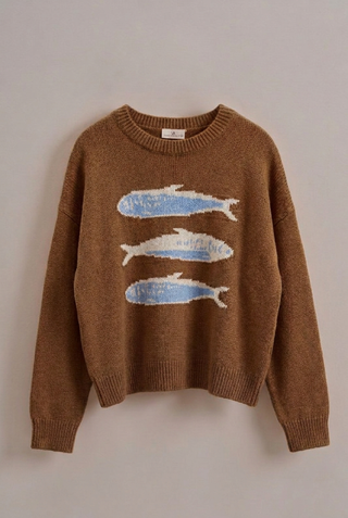 Urban Daizy - Graphic Oversized Drop-Shoulder Knit Sweater