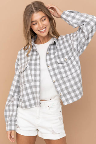 Blue B - 31857J - Yarn Dyed Brushed Crop Pocket Front Shirt Jacket