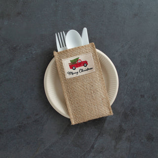 Vintage Christmas Truck Jute Silverware Holders – Set of 8