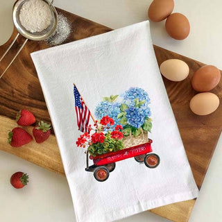 B McVan Designs - Patriotic Flowers in Wagon Flour Sack Towel
