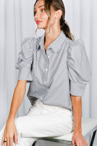 Striped Puff Sleeve Blouse