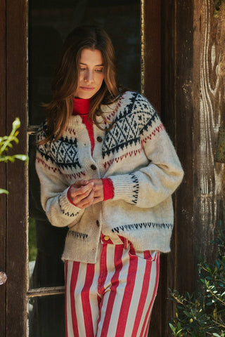 Urban Daizy - Fair Isle Nordic Toggle Knit Cardigan