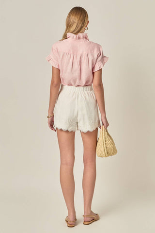 English Factory Linen Ruffle Shirt | Women’s Lightweight Summer Blouse