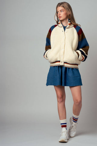 Urban Daizy - Chunky Rib-Knit Faux Fur Lined Cardigan