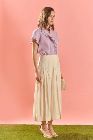 English Factory Linen Ruffle Shirt | Women’s Lightweight Summer Blouse